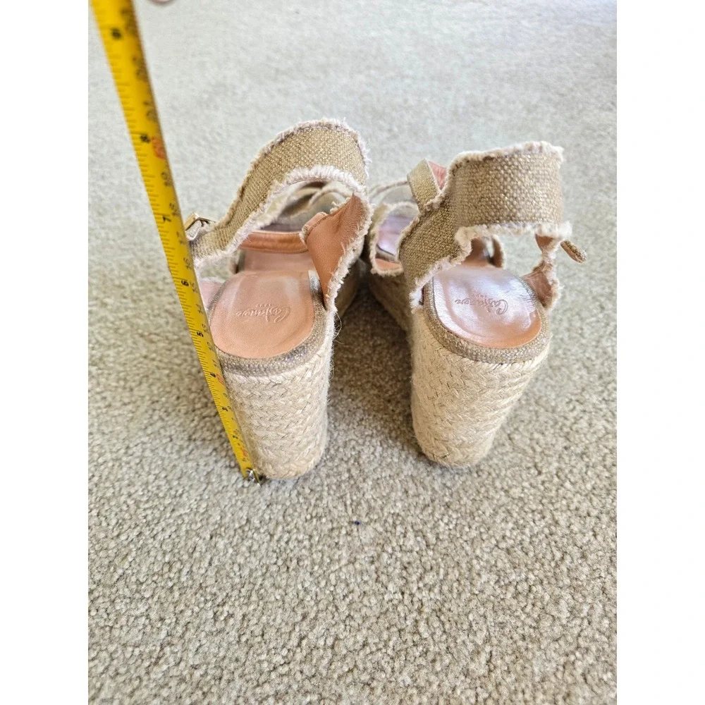 Castaner Bromelia Frrayed Canvas Wedge Espadrille Platform Sandals Size 9